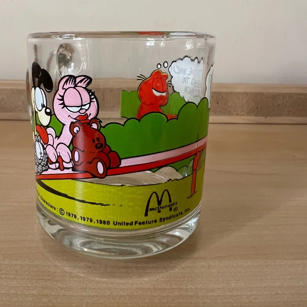 Vintage Garfield Odie McDonalds Glass Mug Cup Jim Davis 1970'S, 1980'S Comic